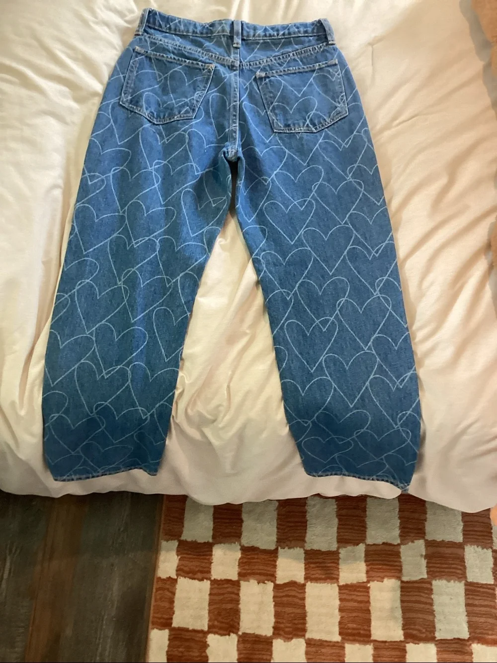Old Navy Blue Heart-Pattern Straight Jeans